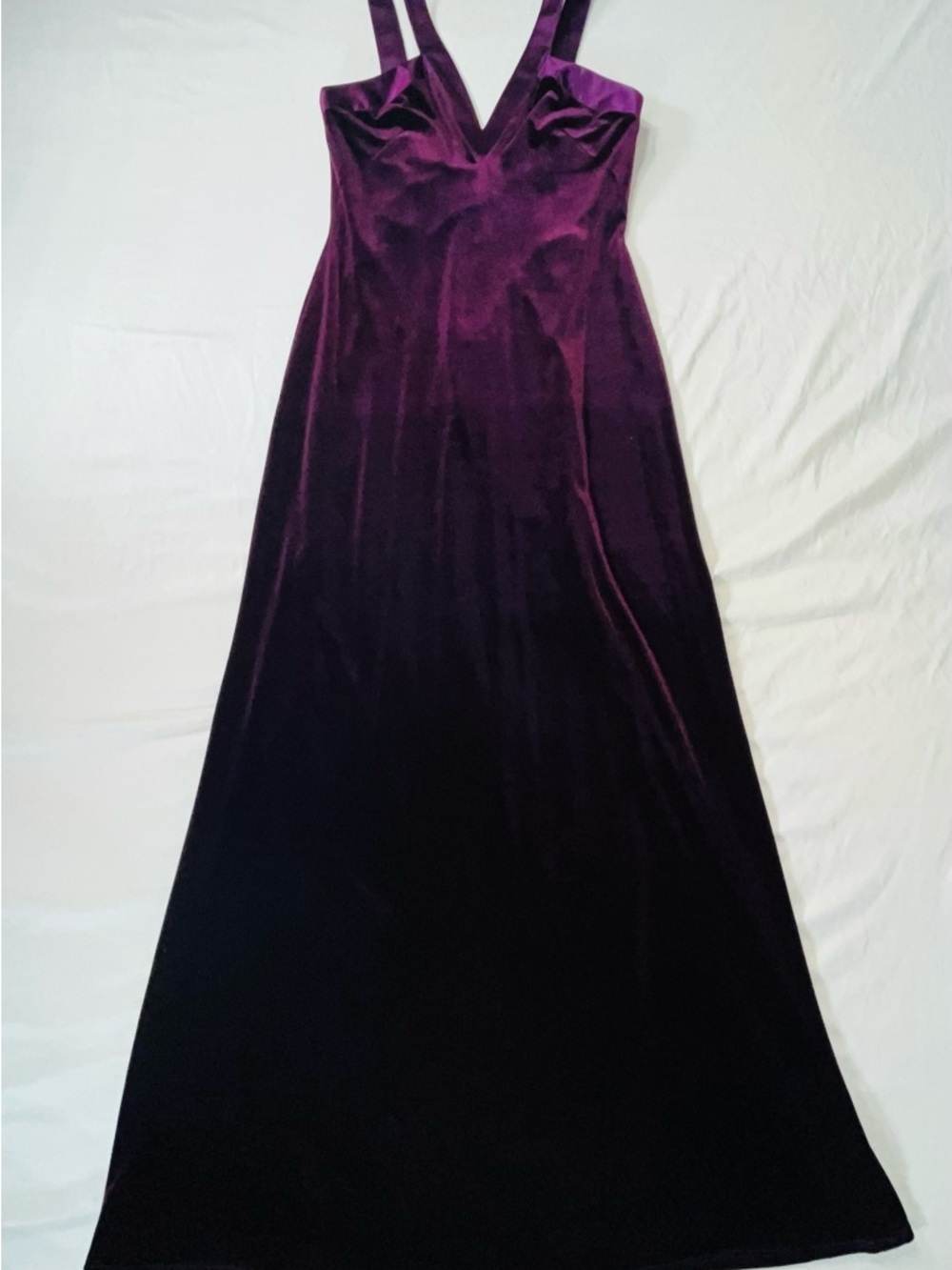 David Meister Plum Velvet Maxi Slip Dress - Picture 3 of 7